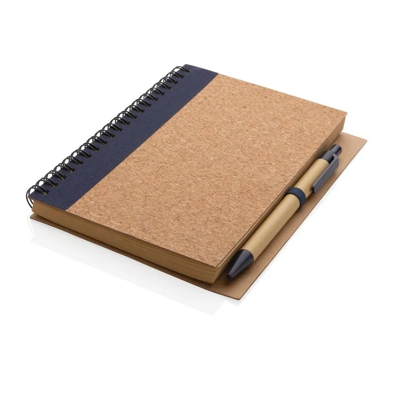 Cuaderno espiral de corcho con bolígrafo