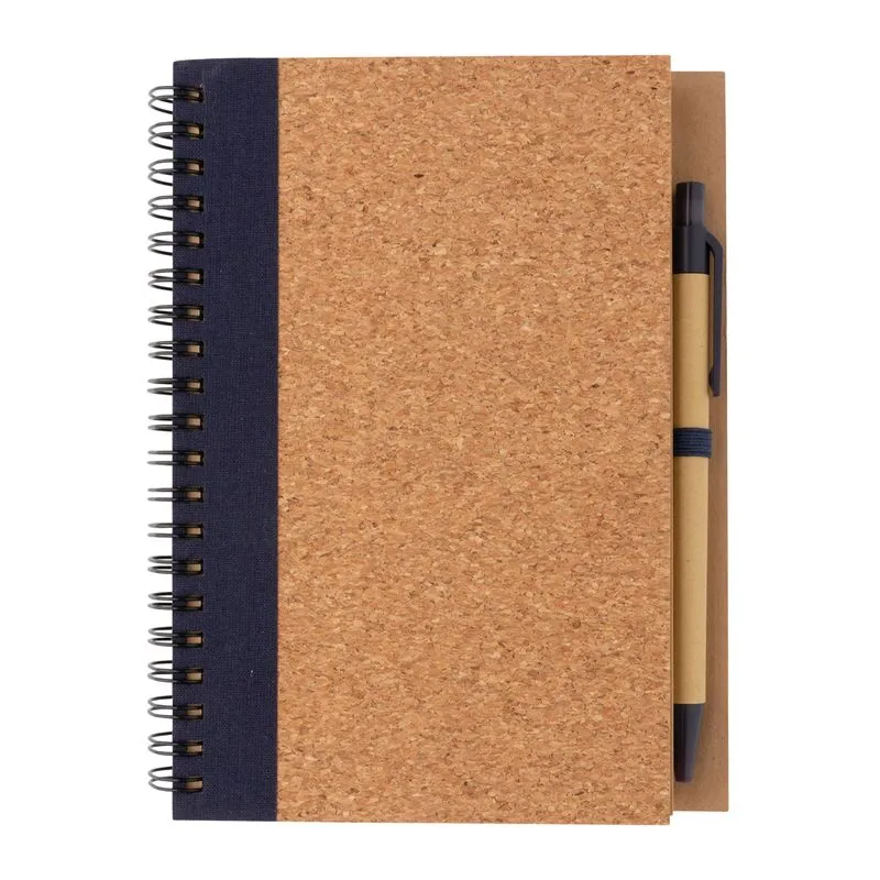 Cuaderno espiral de corcho con bolígrafo