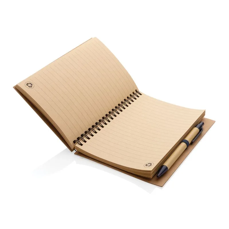 Cuaderno espiral de corcho con bolígrafo