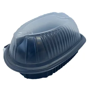 Envase para Pollo Asado Base Negra + tapa Cúpula translúcida PP
