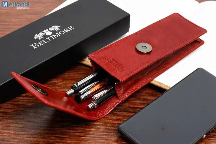 Estuche de cuero para bolígrafos Beltimore rojo G91