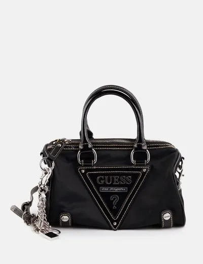 Guess Bolso negro nailon y charol cadenas