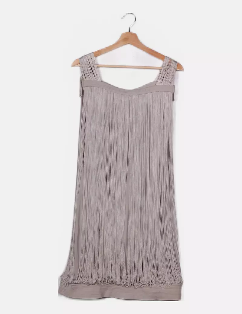 Hoss Intropia Vestido gris flecos