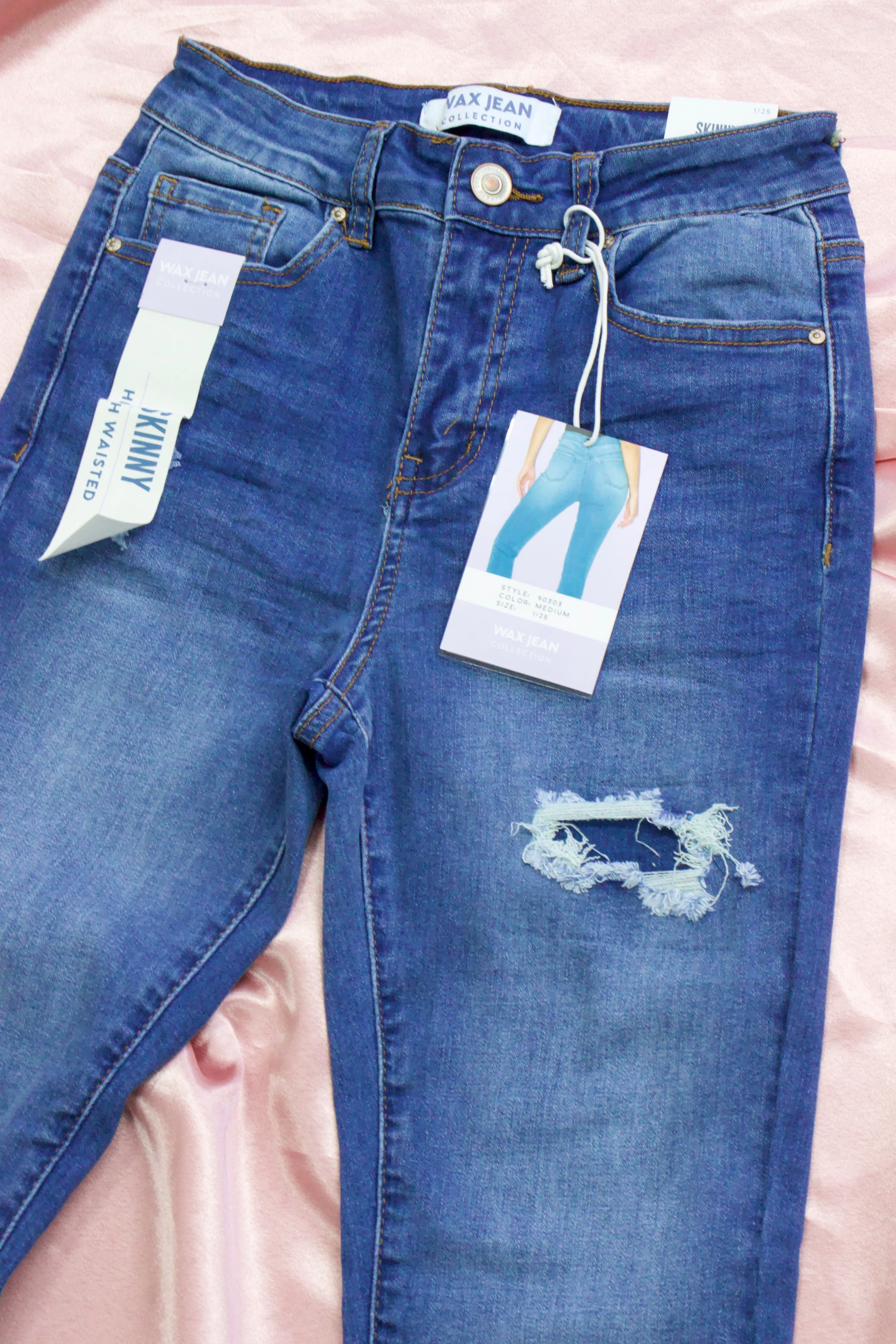 JEANS ESTILO SKINNY RASGADO TIRO ALTO 90303