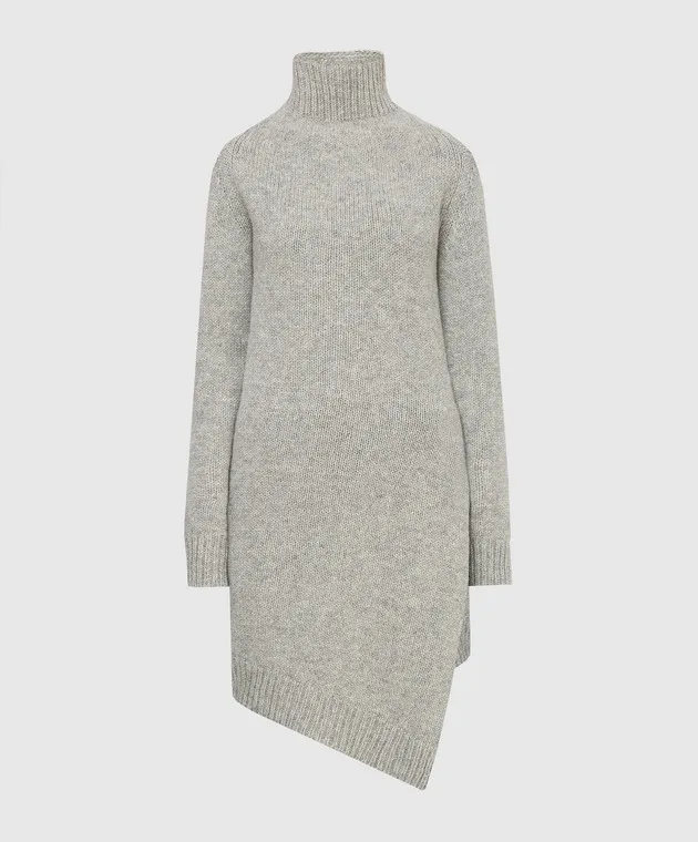 Jil Sander Light gray asymmetric wool sweater