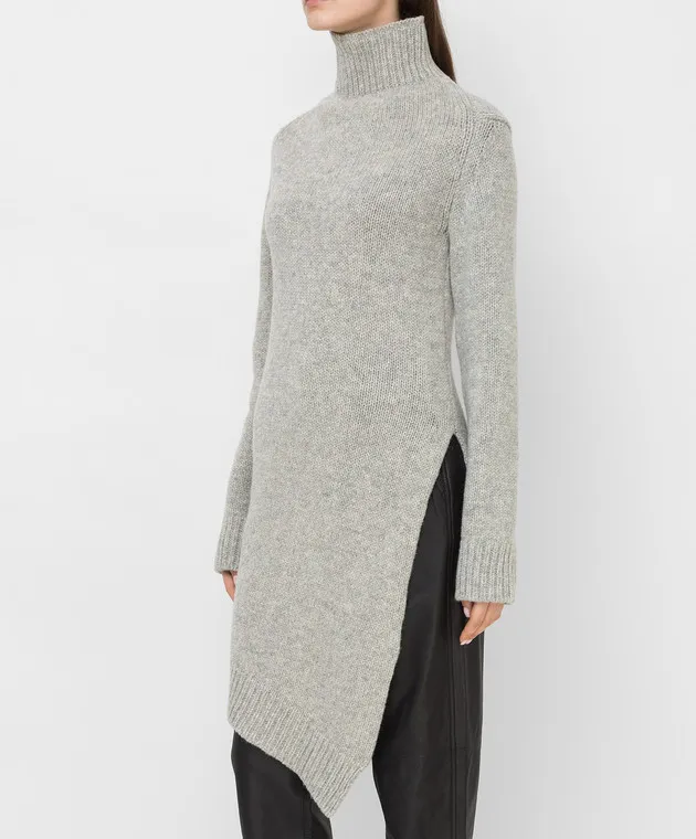 Jil Sander Light gray asymmetric wool sweater