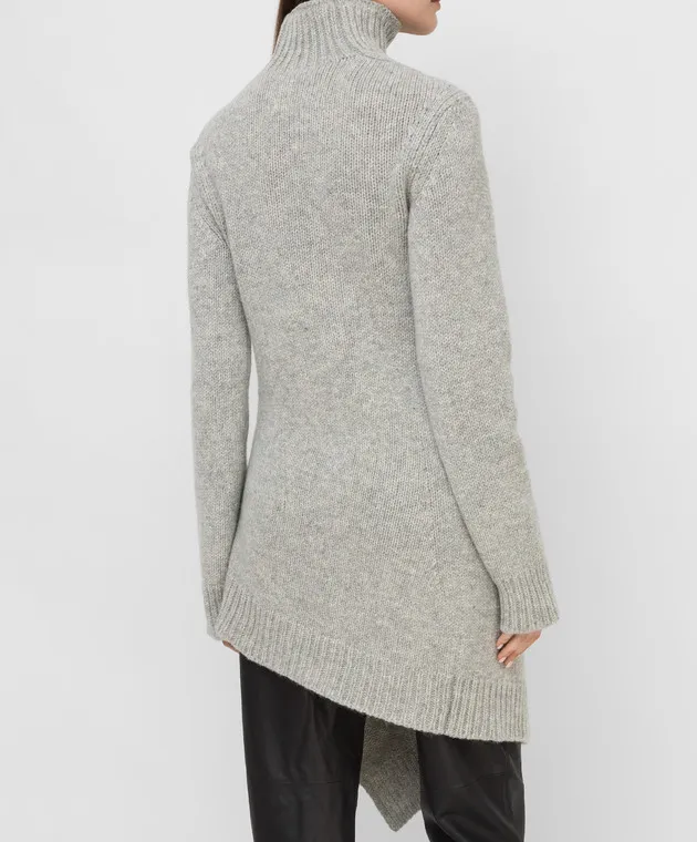 Jil Sander Light gray asymmetric wool sweater