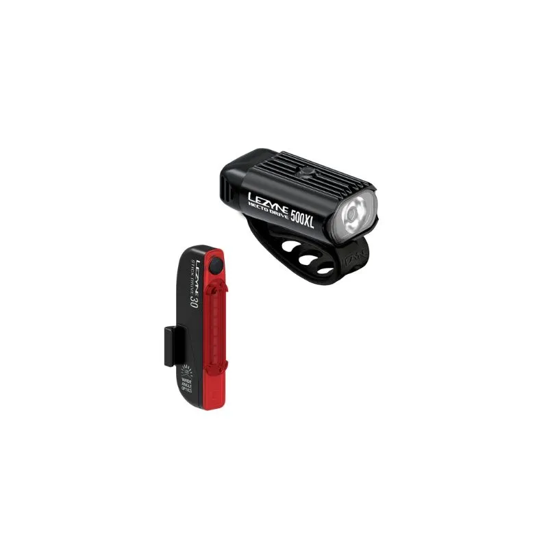 Luz de bicicleta Lezyne (delantera) HECTO DRIVE 500XL / (trasera) PAR STICK (NEGRO / NEGRO)