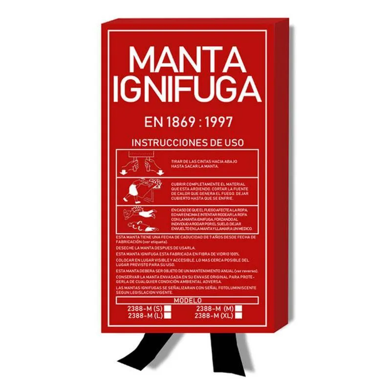 Manta Ignífuga en fibra de vidrio con bolsa en color rojo