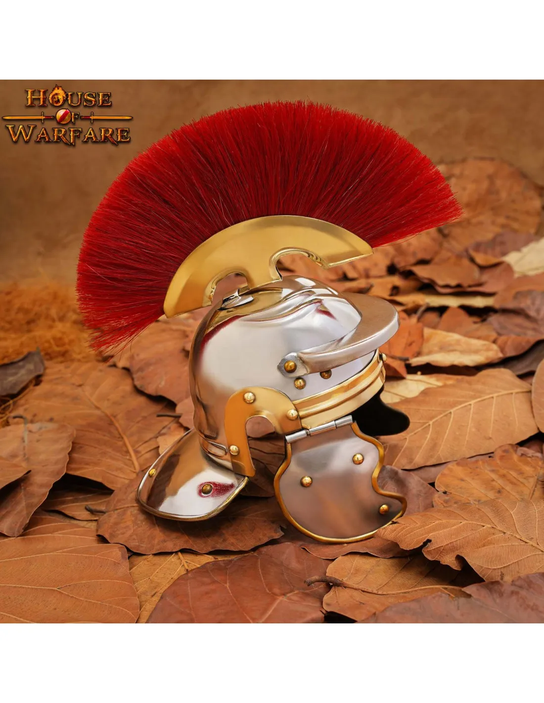 Mini Casco legionario romano con soporte de madera