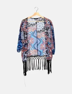 Miss Glammy Kimono print cachemira flecos