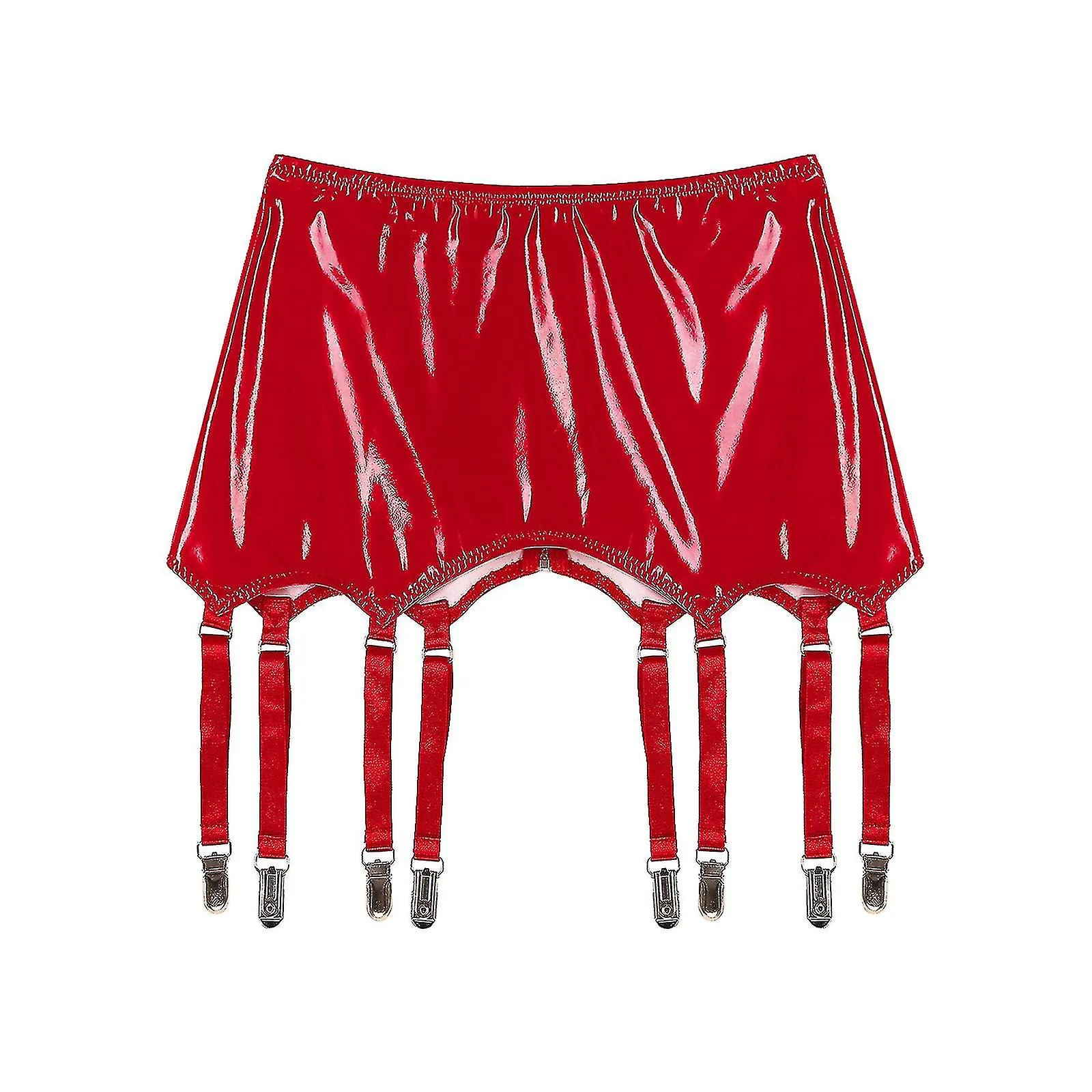 Mujer Damas Ligas de charol con clips de metal Cinturón de tirantes Clubwear Stage Performance Rave Costume Underwear Lencerías