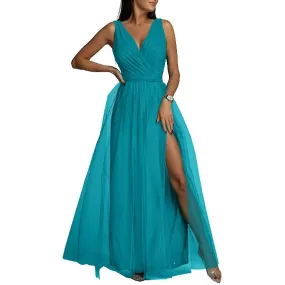 Mujer V cuello dama de honor boda maxi vestido damas baile baile vestido noche cóctel split vestidos largos de alta calidad