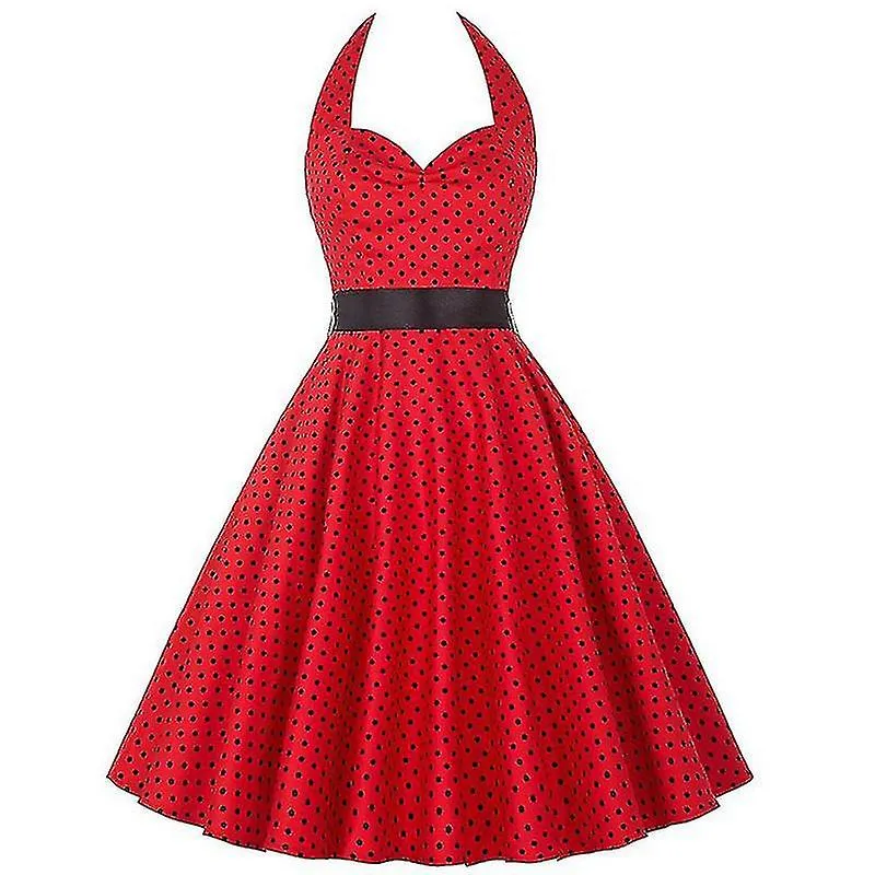 Mujeres Polka Dot Vintage Cocktail Party Halter Vestidos