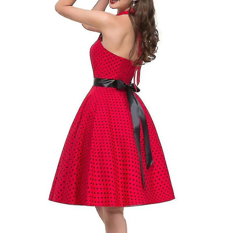 Mujeres Polka Dot Vintage Cocktail Party Halter Vestidos