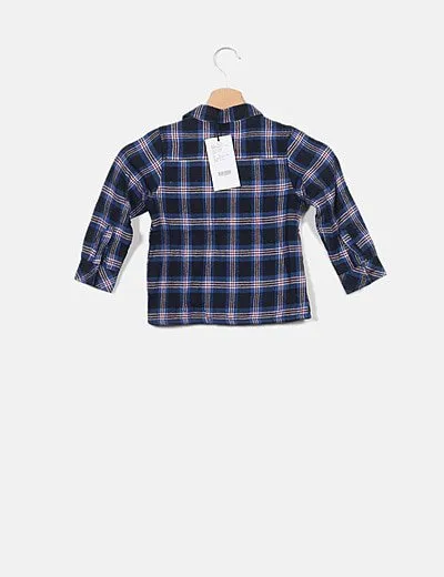 Name it Camisa cuadros azul marino detalles rojos