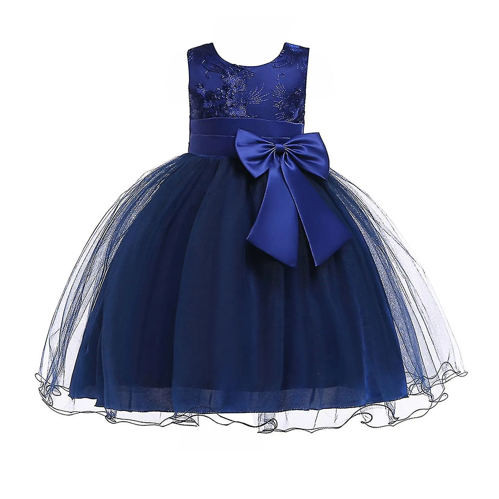 Niñas Dama de honor Vestido Bebé Flor Niños Fiesta Rose Bow Vestidos de princesa