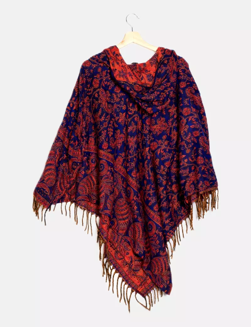 NoName Poncho estampado con capucha