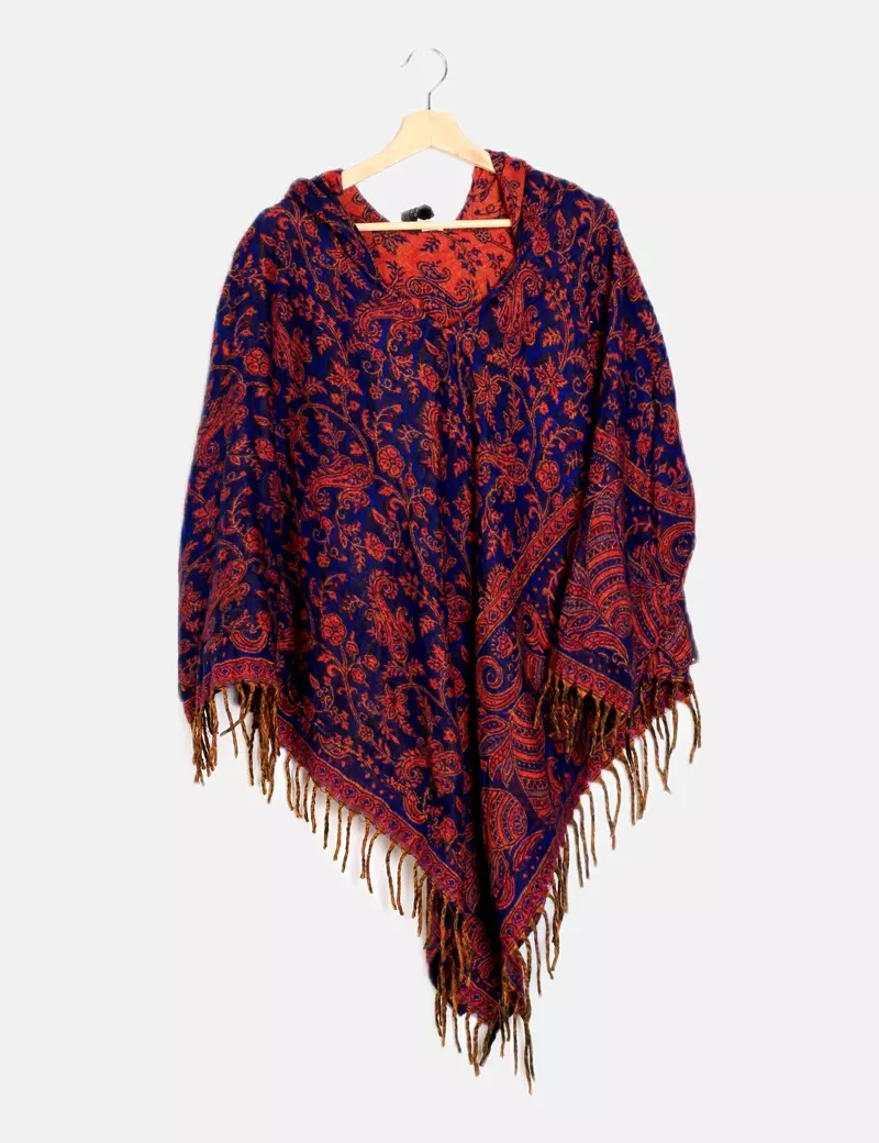 NoName Poncho estampado con capucha