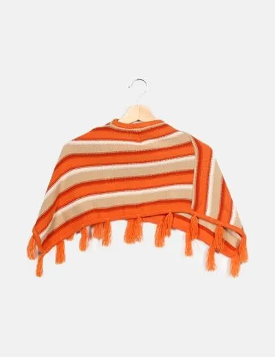 NoName Poncho punto rayas multicolor con flecos