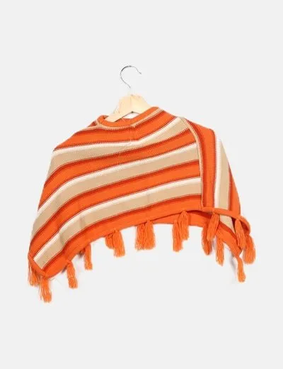 NoName Poncho punto rayas multicolor con flecos