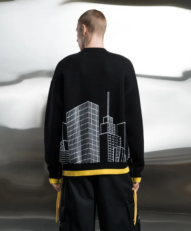 Off-White Black Skyline sweater with a pattern