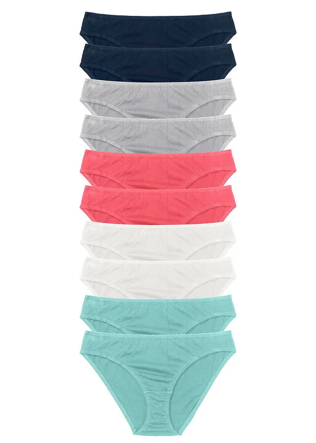 Pack de 10 bragas Varios colores + gris claro jaspeado