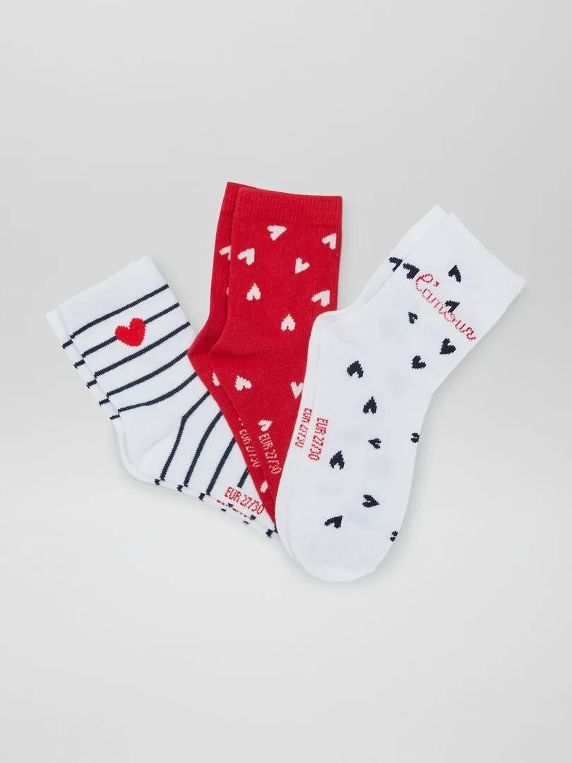 Pack de 3 pares de calcetines 'San Valentín' - ROJO