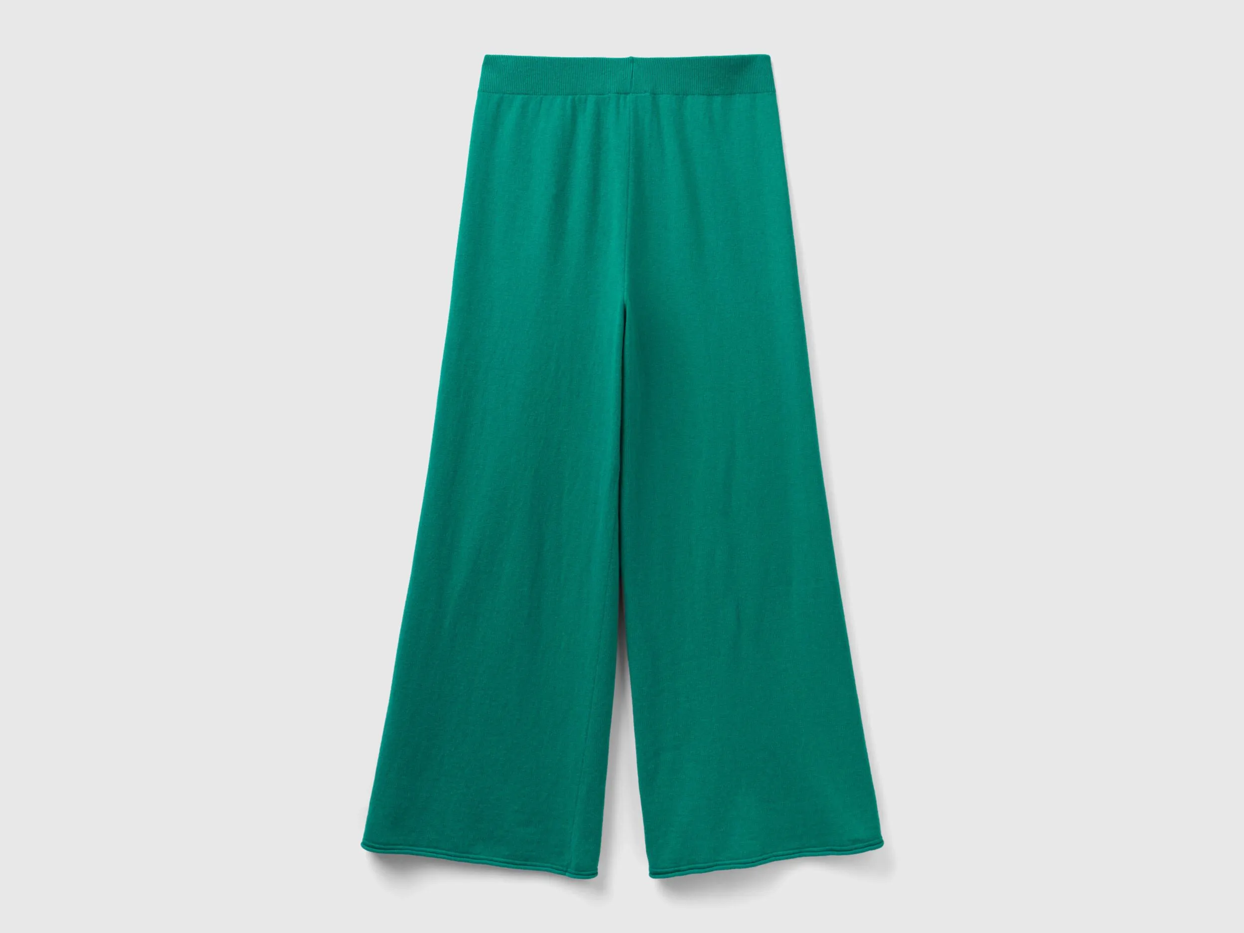 Pantalón amplio verde agua en mezcla de lana y cachemir