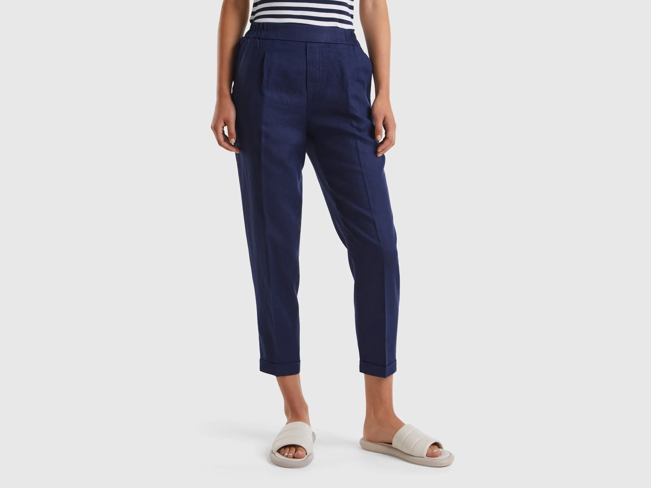 Pantalón regular fit de 100 % lino