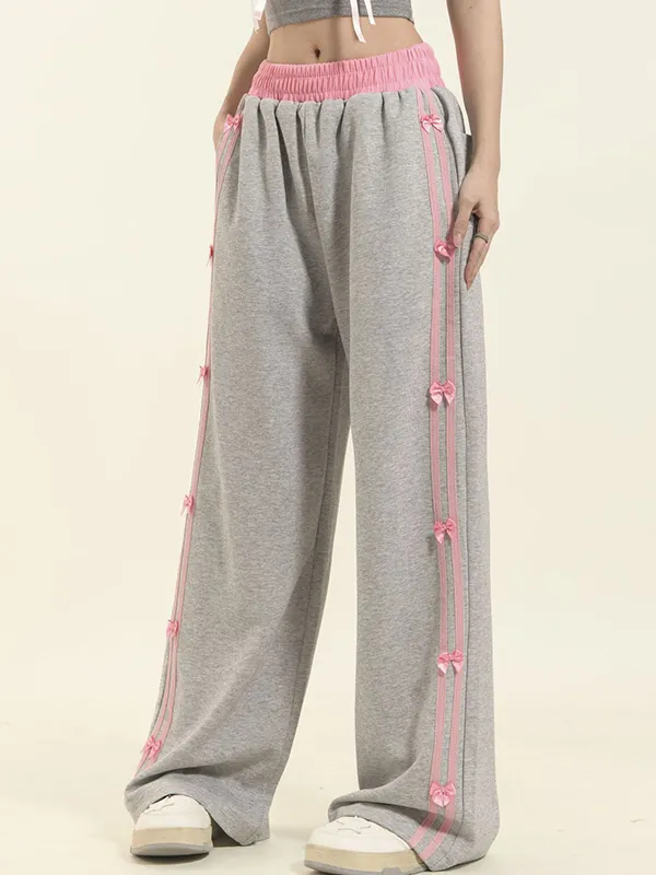 Pantalones anchos con empalme de rayas