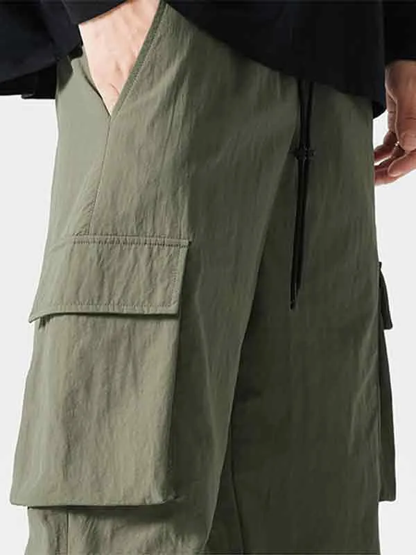 Pantalones cargo sueltos y rectos con bolsillos grandes para hombre