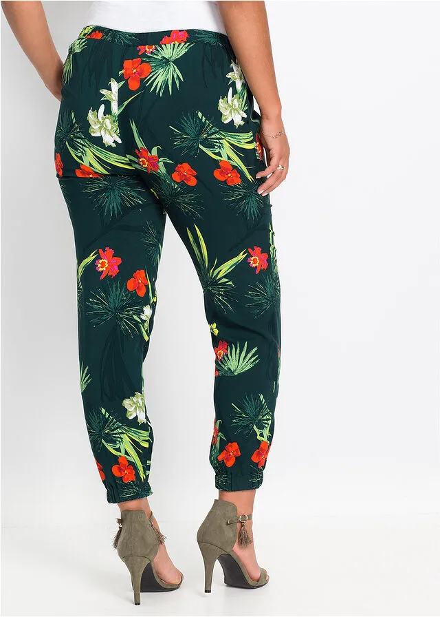 Pantalón con cinturilla elástica Verde estampado