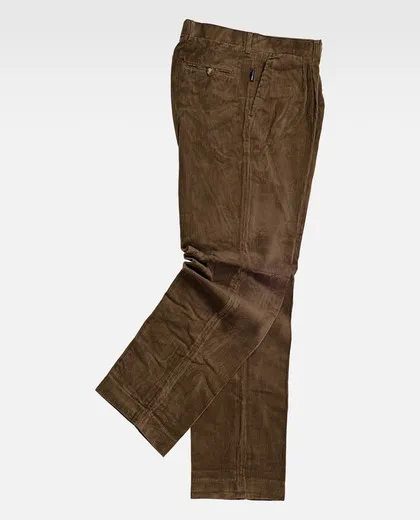 Pantalón de pana sin elástico en cintura Beige