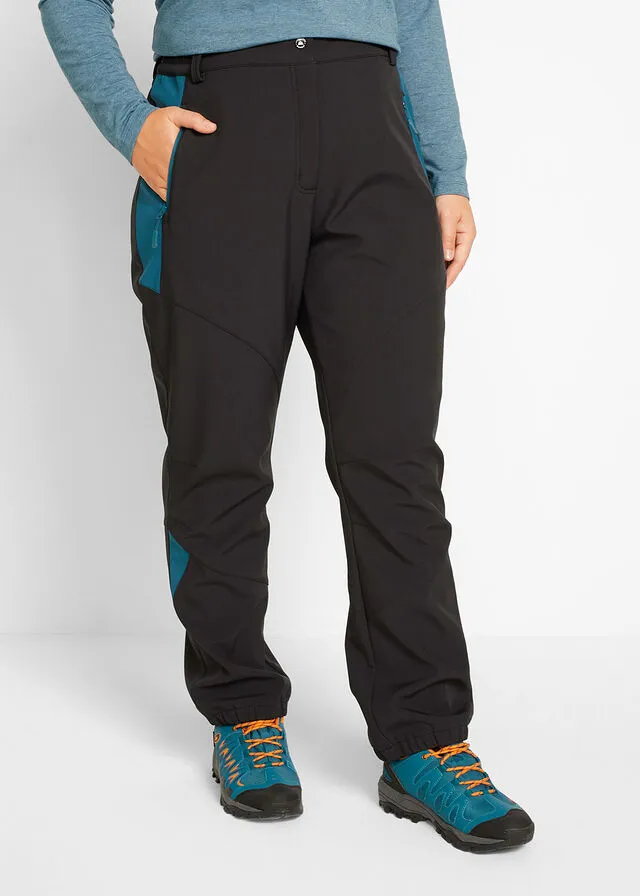 Pantalón de softshell repelente al agua con corte recto Negro