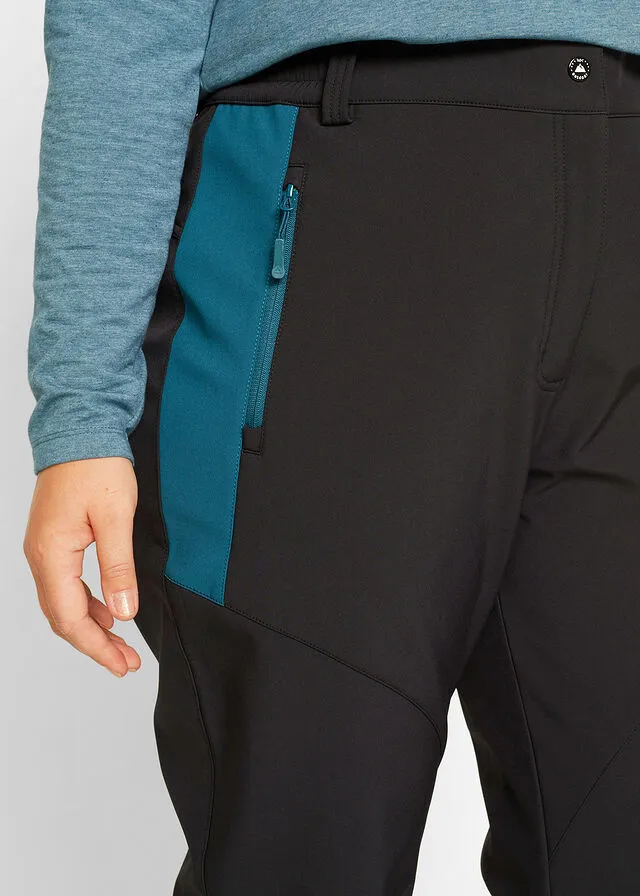 Pantalón de softshell repelente al agua con corte recto Negro