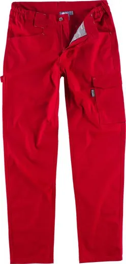 Pantalón elástico bidireccional multibolsillos Rojo