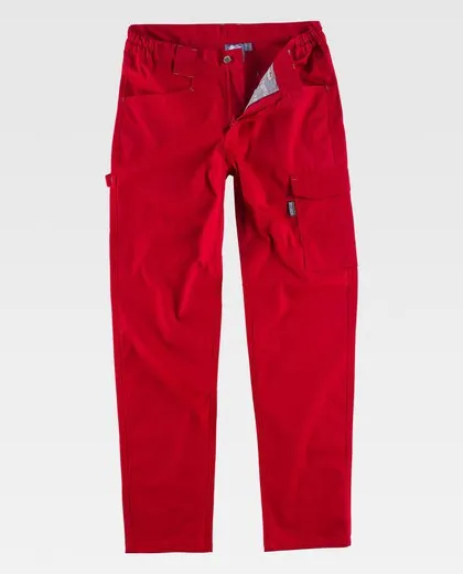 Pantalón elástico bidireccional multibolsillos Rojo