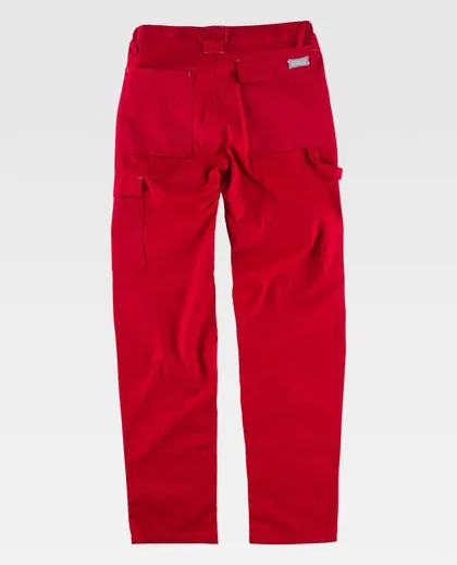 Pantalón elástico bidireccional multibolsillos Rojo