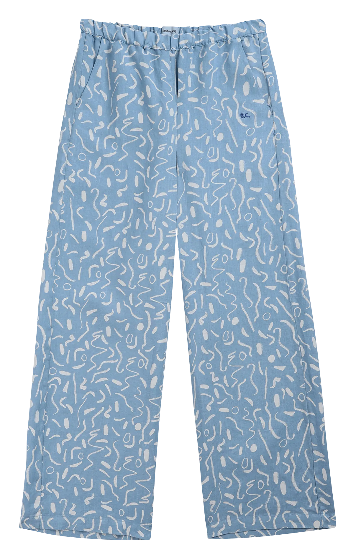 Pantalón recto estampado en azul