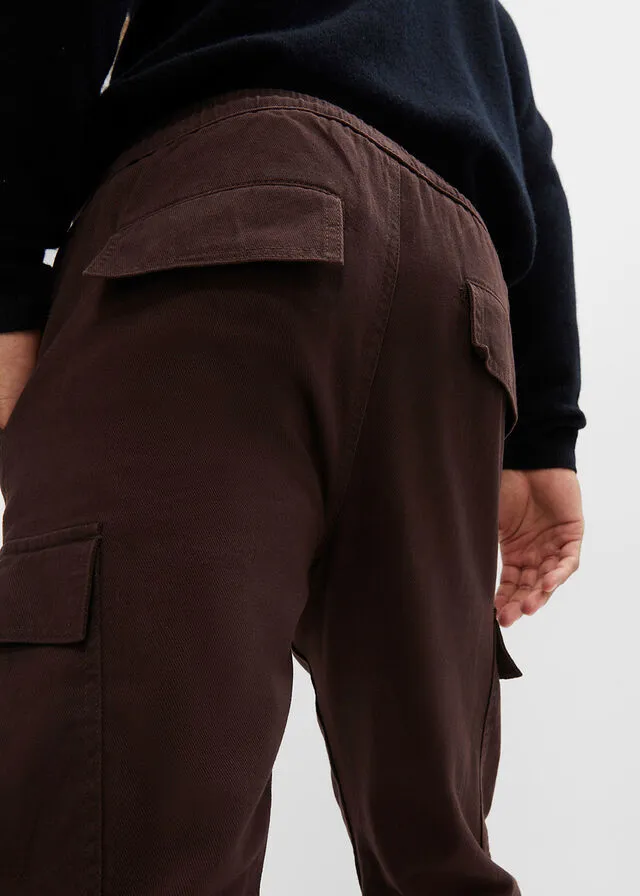 Pantalón térmico holgado con bolsillos tipo cargo y corte recto Marrón oscuro