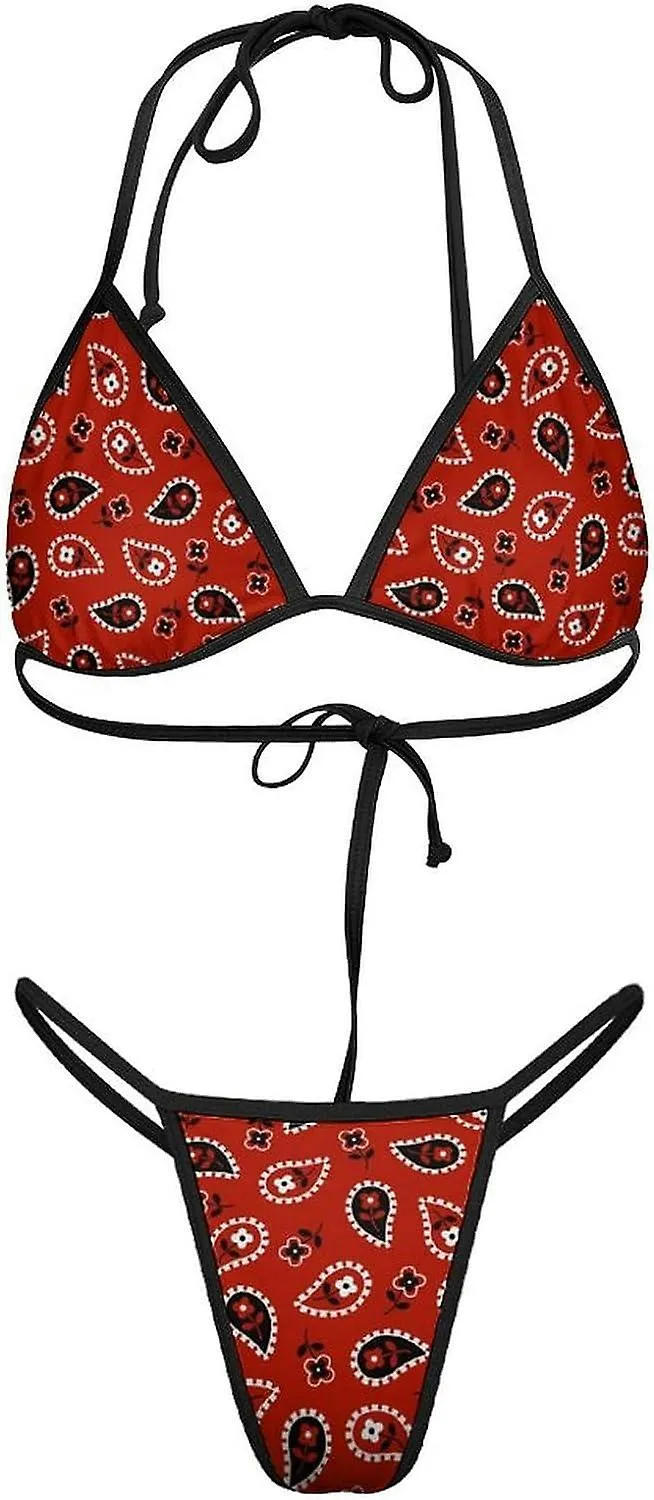 Pañuelo Rojo Conjunto De Bikini De Mujer Traje De Baño De 2 Piezas Traje De Baño Sexy Triángulo De Halter Traje De Bañotyle92TG3