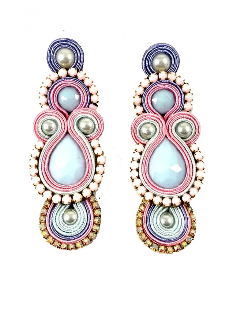 PENDIENTES DE FLAMENCA GRANDES EN TONOS PASTEL CON PEDRERIA VENTA ONLINE