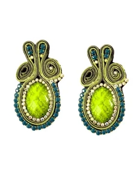 PENDIENTES DE FLAMENCA SOUTACHE GRANDES VERDES PRECIOSO DISEÑO