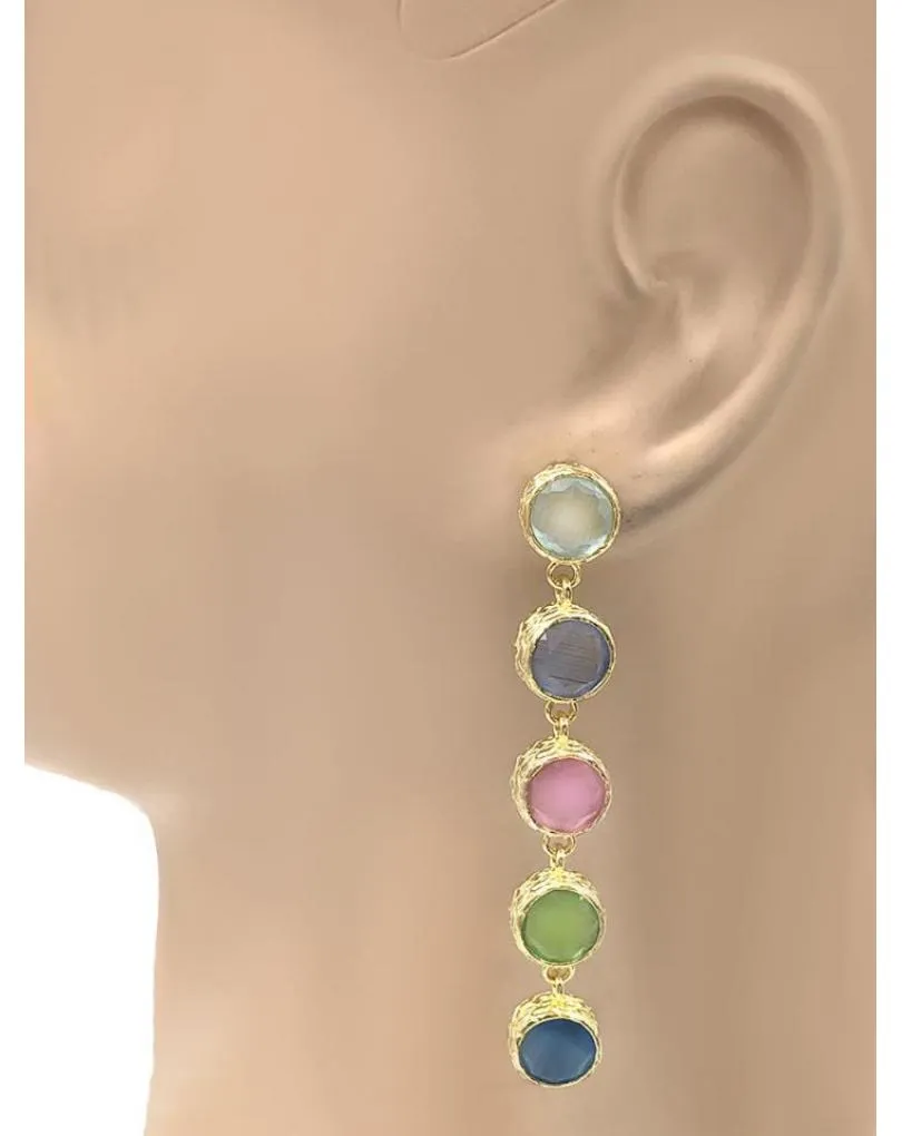 PENDIENTES LARGOS CON PEDRERIA DE COLORES VIVOS PARA BODAS