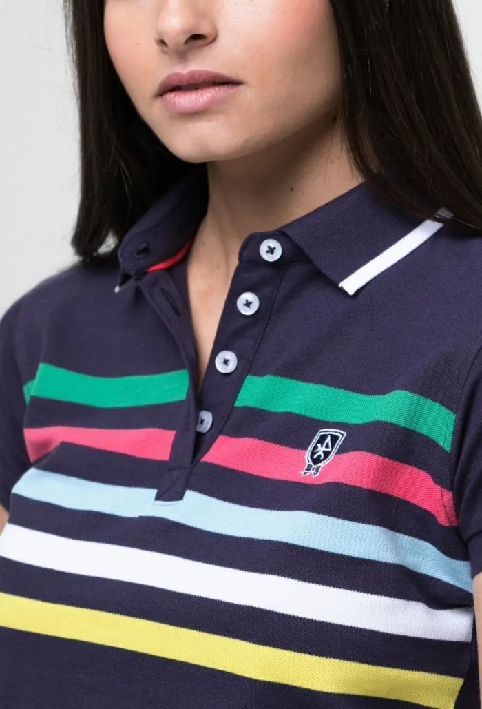 Polo rayas colores azul de mujer