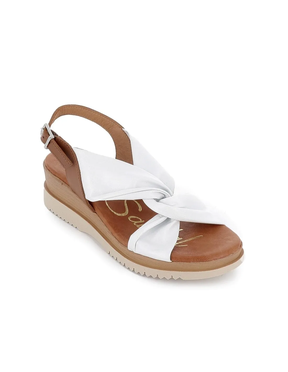 Sandalia de diario con cuña para mujer blanca Blue sandal