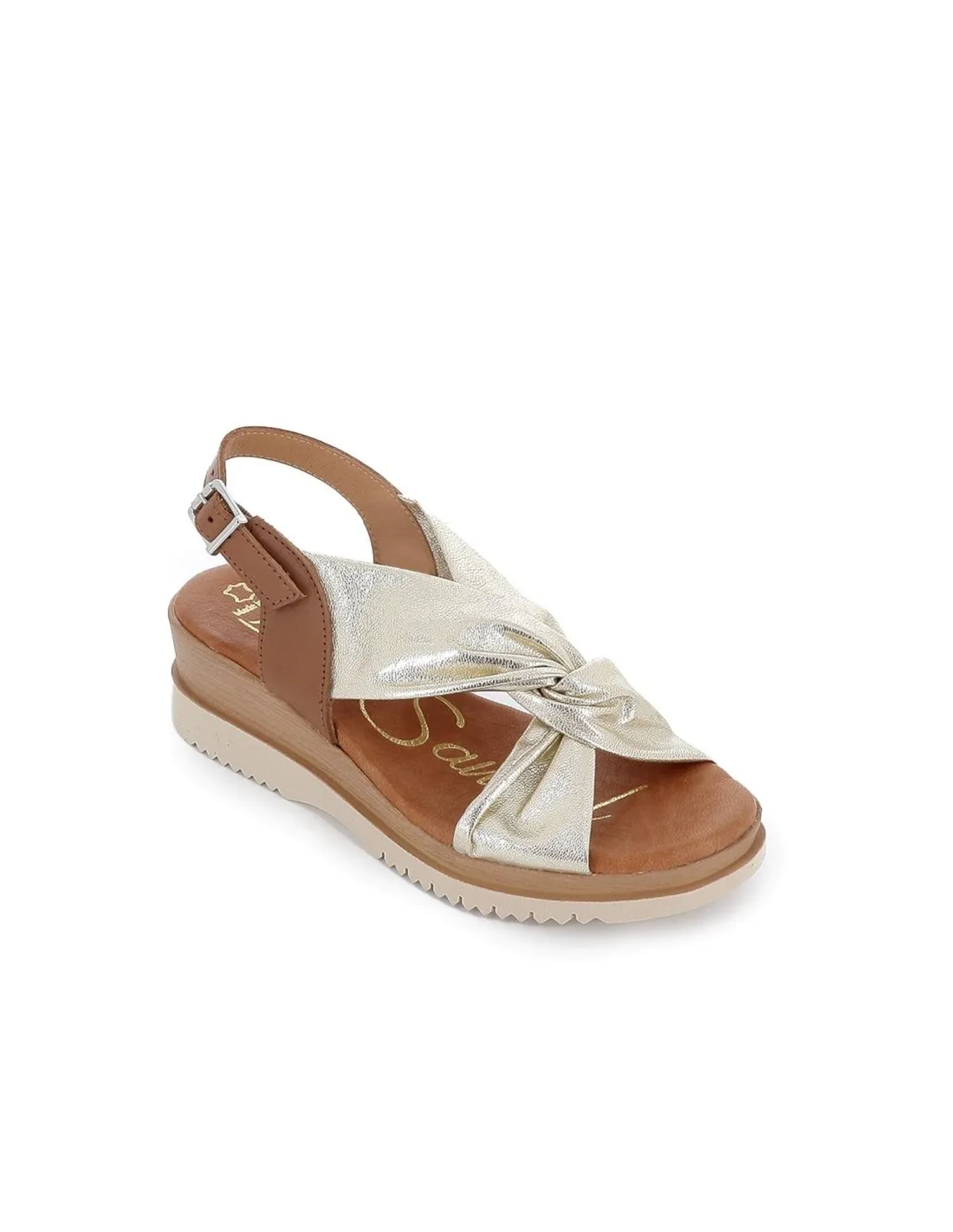 Sandalia de diario con cuña para mujer dorado Blue sandal