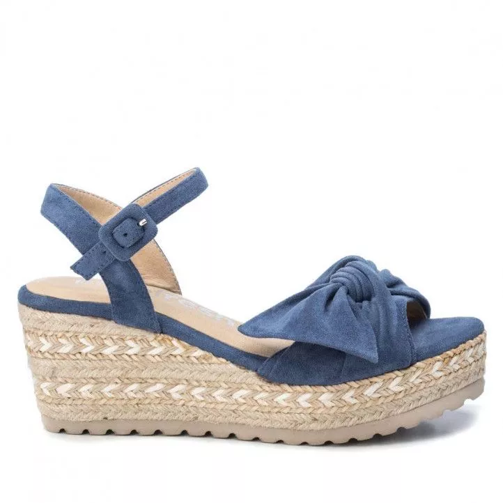 Sandalias cuña Refresh azules con lazo frontal