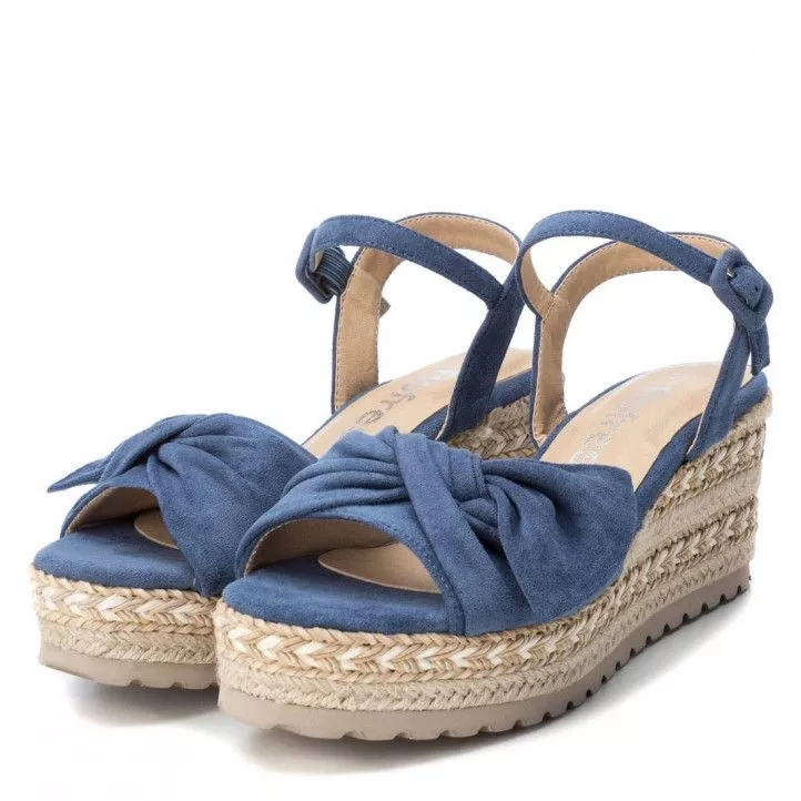 Sandalias cuña Refresh azules con lazo frontal